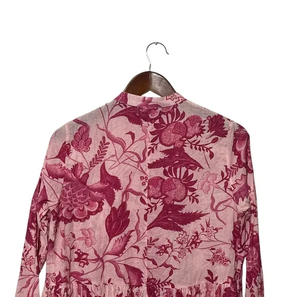 Tuckernuck Ro’s Garden Chanderi Top Size XS Pink Floral Cotton Button Blouse - Picture 5 of 9